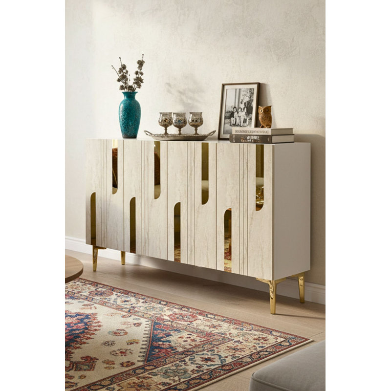 Console, Beige/White/Gold