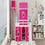 Lit mezzanine double avec tente et tour rose Slide - Rose