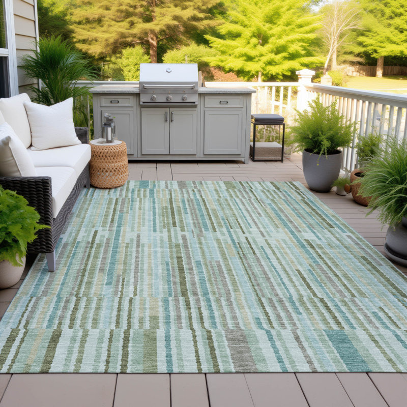 Tapis intérieur / extérieur Xhevrie lavable à la machine, Rectangle 10 pi x 14 pi