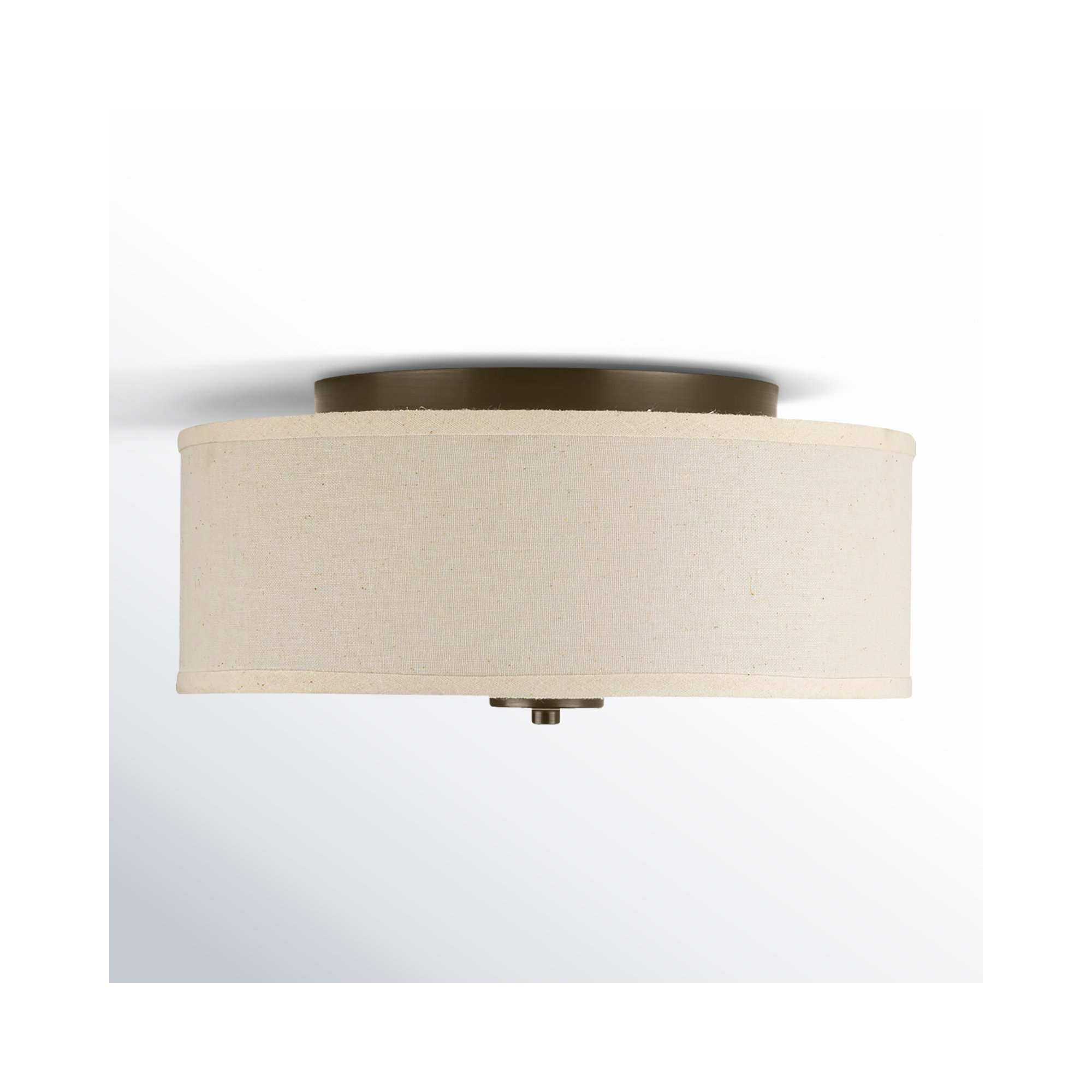 Chantey 2 Light Linen Flush Mount, Antique Bronze