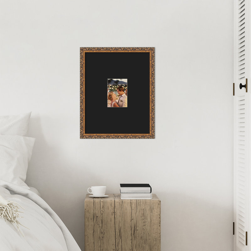 Antique Bronze Wood Picture Frame, 16x20 Matted to 5x7, Smooth black
