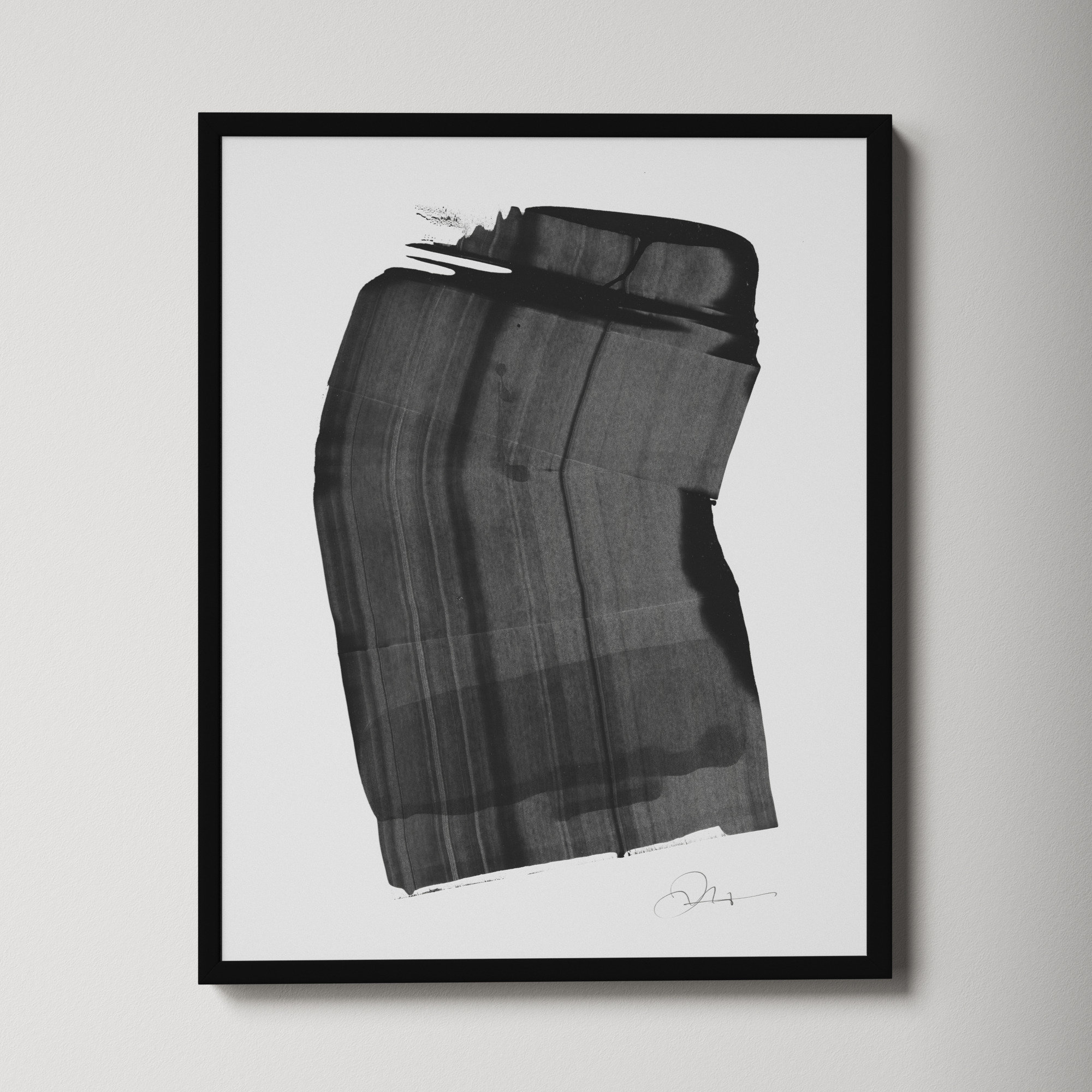 Brushstroke 1 by Jacques Pilon, 25" H x 20" W x 1.25" D, Black