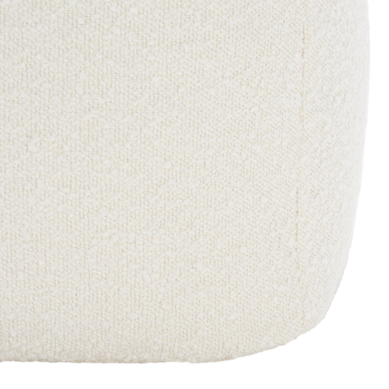 Ivory Boucle Upholstered Modern Square Pouf