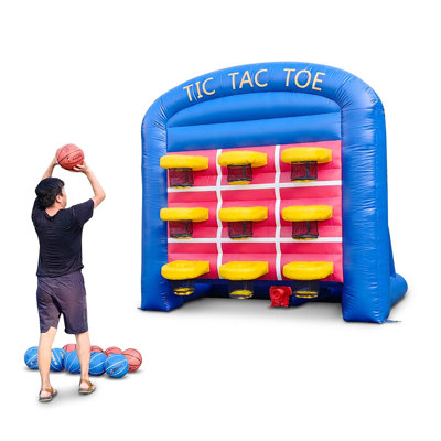 9-Ball Inflatable Basketball Hoop Carnival Game, Vinyl, for Outdoor Event Rental