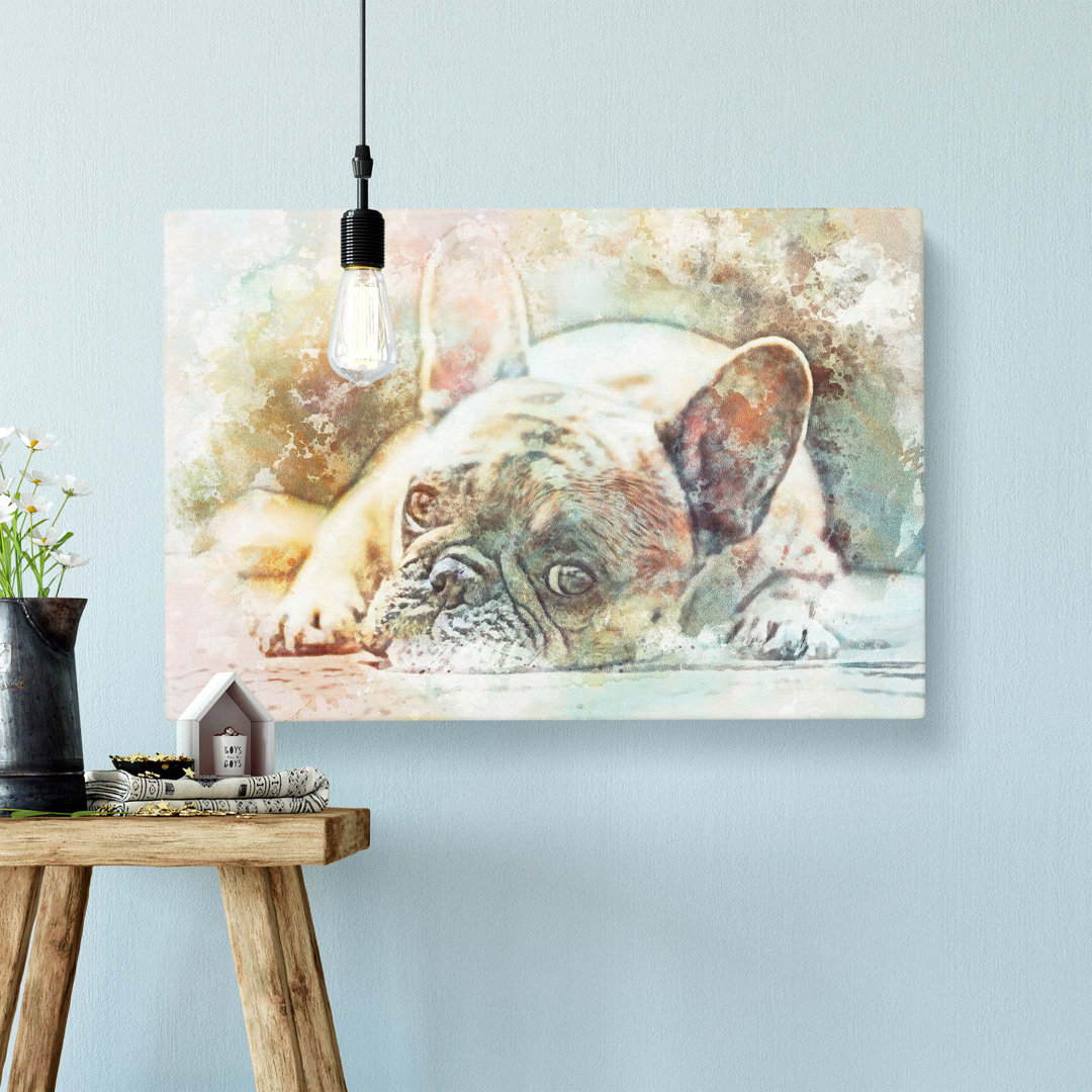 Fawn French Bulldog Dog in Abstract - Wall Art
