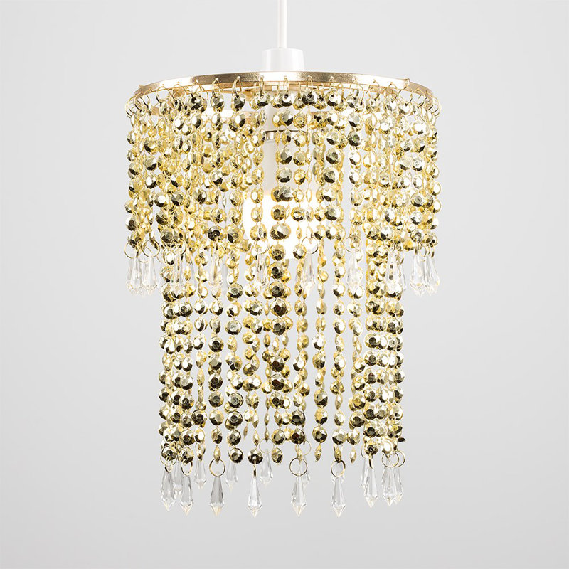 30cm H Plastic Drum Pendant Shade ( Spider ) in Gold