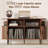 Large Round Record Player Stand with Charging Station, Vinyl Record Storage Cabinet with Sliding Door, Mid Century Modern Turntable Stand with Open Shelves for Bedroom Living Room-61306267-57485560