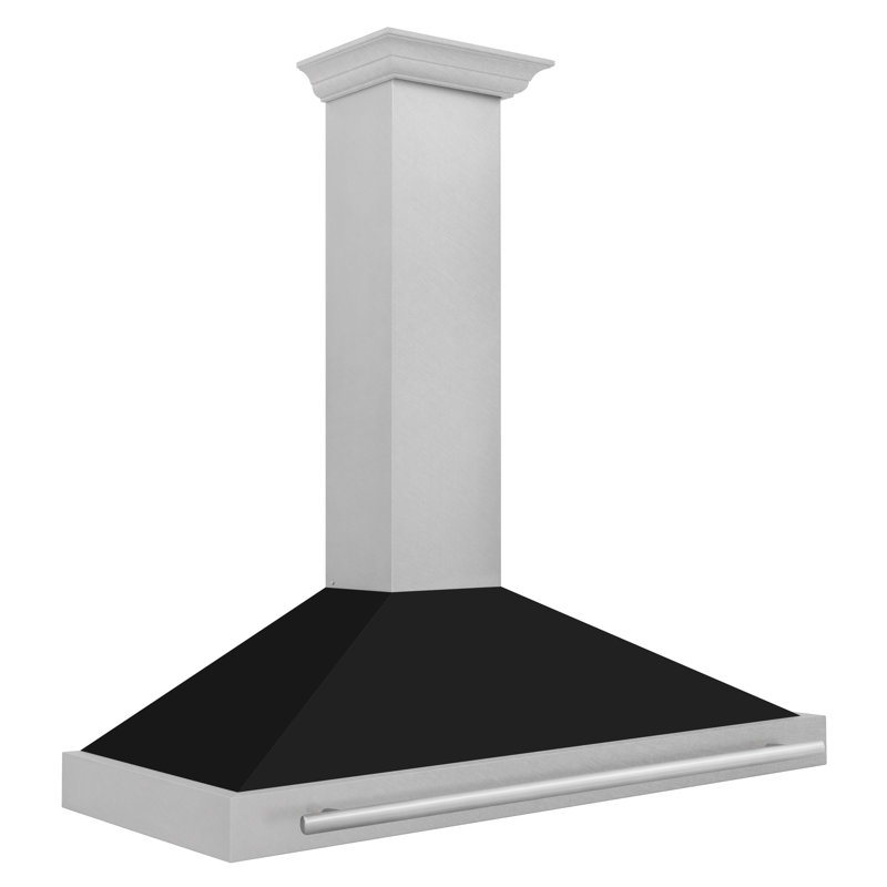 ZLINE 48" Fingerprint Resistant Stainless Steel Range Hood with Stainless Steel Handle, Black Matte