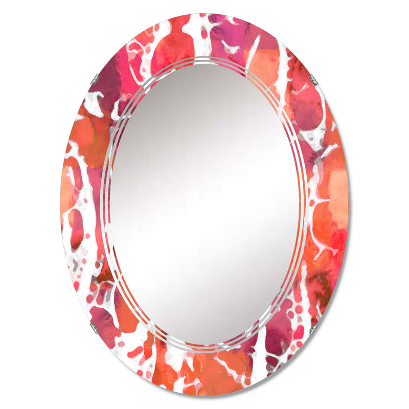 Miroir mural rouge et orange à motif grunge, 30 po x 20 po