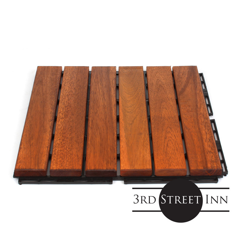 Carreau de terrasse en bois 12 po x 12 po, Brun