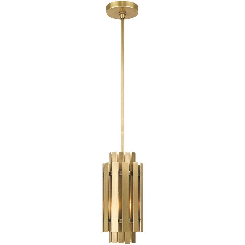 Natural Brass Mini Pendant Light with Glass Accents
