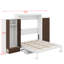 Lit escamotable double pleine grandeur avec placard, tiroirs et table