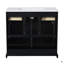 Ensemble de meuble-lavabo 36 po avec lavabo en céramique, armoire de rangement en bois massif, ensemble de meuble-lavabo autoportant avec 2 tiroirs et portes à fermeture douce-147452351