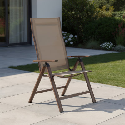 Amey Adjustable Outdoor Chair, Set of 2, Gunmetal Aluminum, Fabric