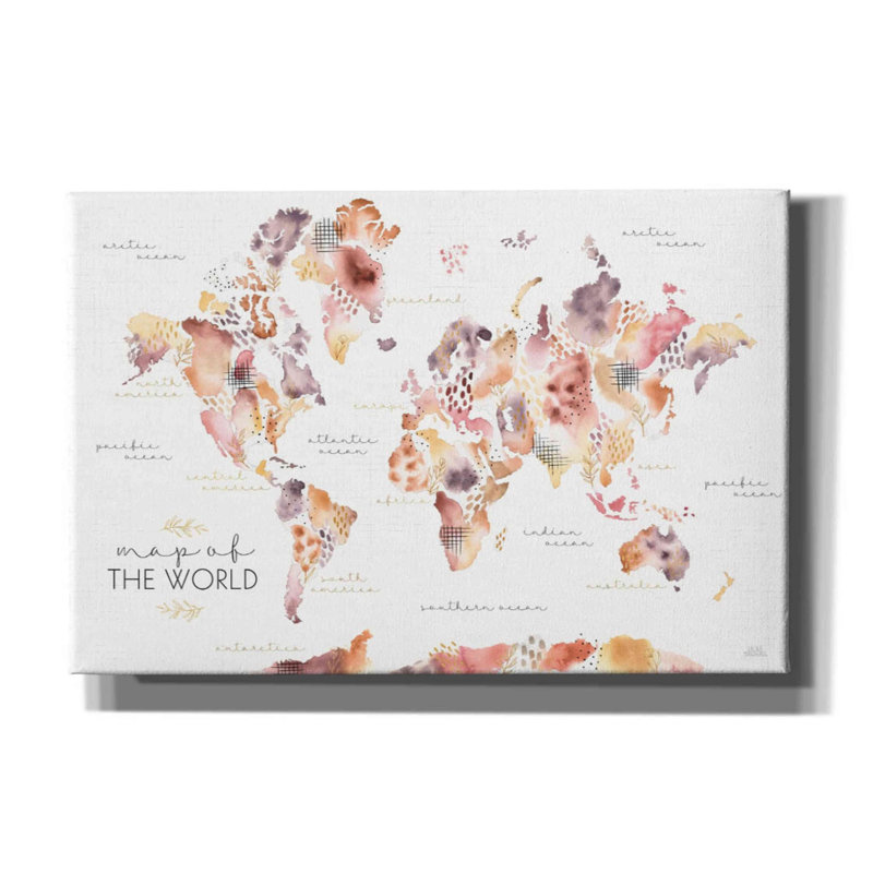 «Desert Blooms Map» par Laura Marshall, art mural sur toile, H 40 po x l 60 po x P 1,5 po