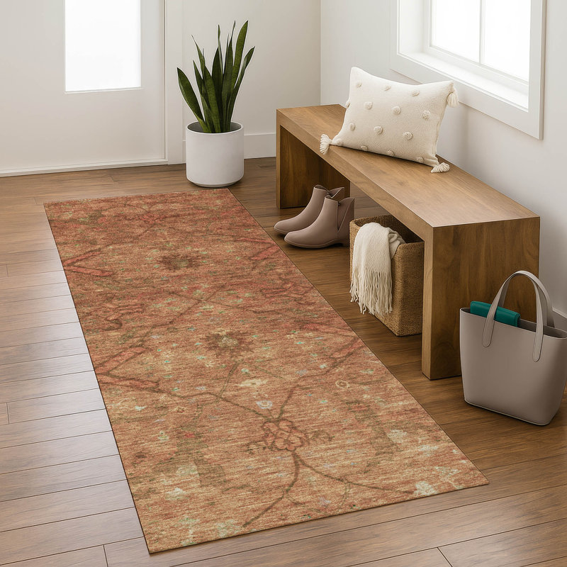 Tapis lavable à la machine de qualité supérieure Mayfield AMF2299, Terre cuite, Tapis de couloir 2 pi 3 po x 7 pi 6 po