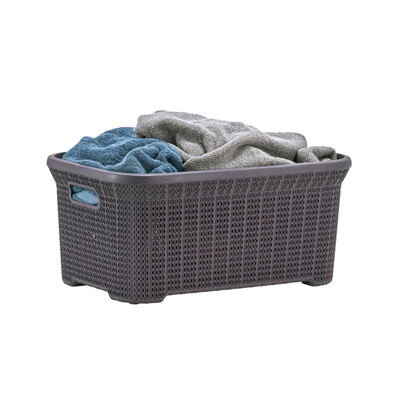 Knit Laundry Basket, Gray