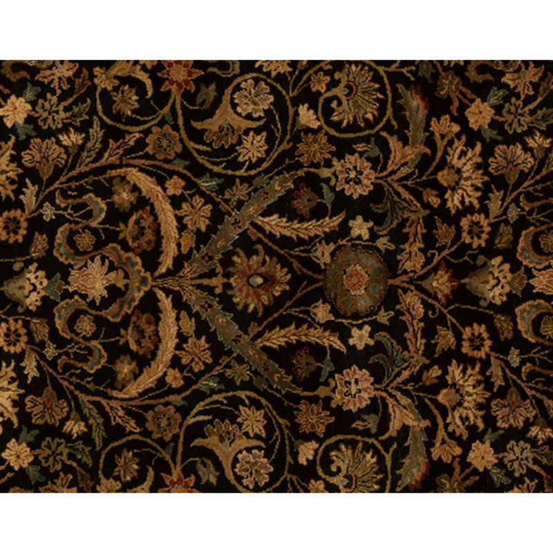 High-Quality Hand-Knotted Black And Gold Area Rug