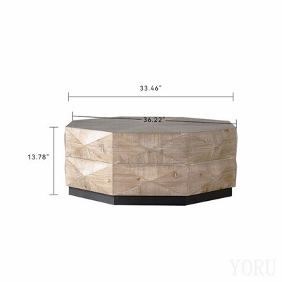 Table basse ronde de 96,5 cm (38 pouces) de style rétro en bois avec motif en relief tridimensionnel, idéale pour le salon ou la maison.