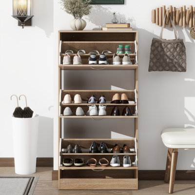 Armoire de rangement pour 3 chaussures - support en bois pour le vestibule. Panneau de particules, - Surface, 2 tiroirs de rangement supplémentaires, 3 panneaux d'entrée fabriqués, Grande capacité, Tiroirs, Revêtement de surface, Étapes d'assemblage simples,