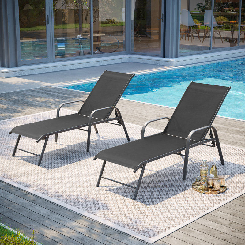 Chaise longue d'extérieur en aluminium Guyden, Noir