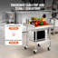 Table de travail en acier inoxydable de 30 pouces de hauteur avec roulettes et 3 cloisons, tablette réglable-688833038