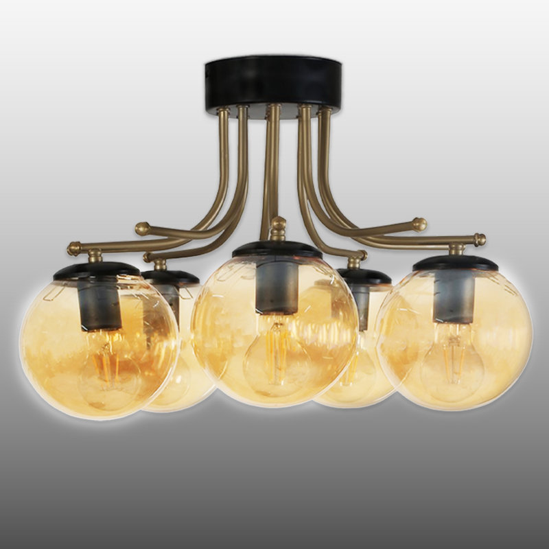 Plafonnier semi-encastré 5 lumières, Ambre