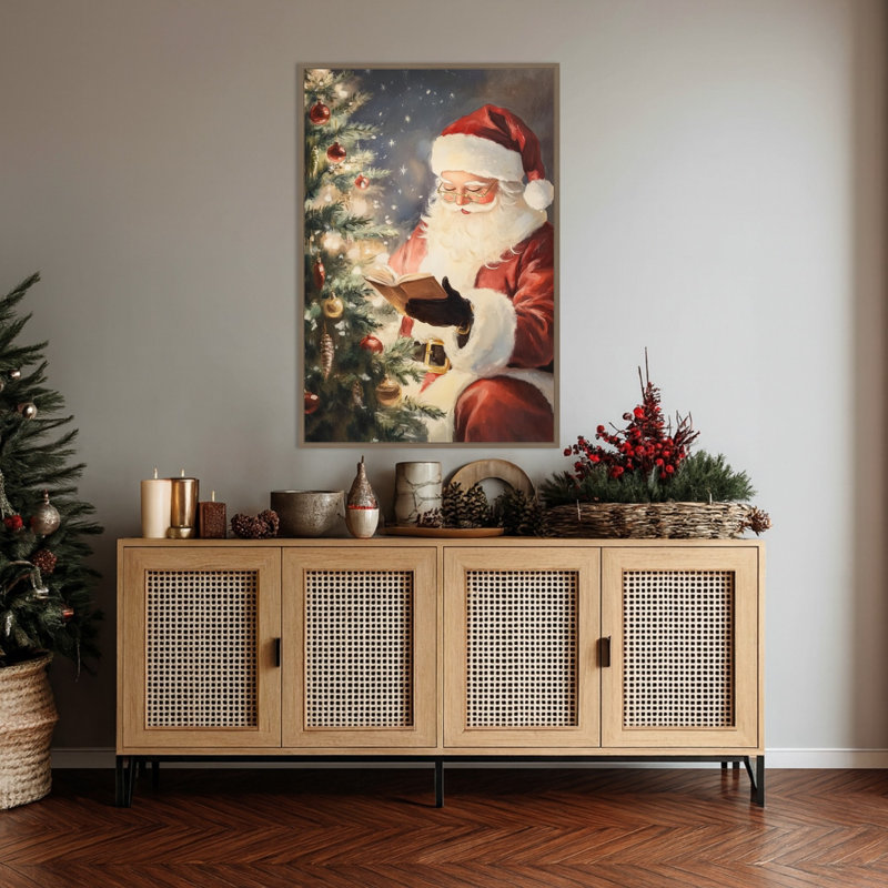 "Santa lecture II" par Melloi, reproduction d'art sur toile encadrée, H 41 po x l 28 po
