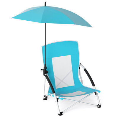 Fauteuil de parasol de plage 2 pièces avec parasol hexagonal et siège respirant confortable rose