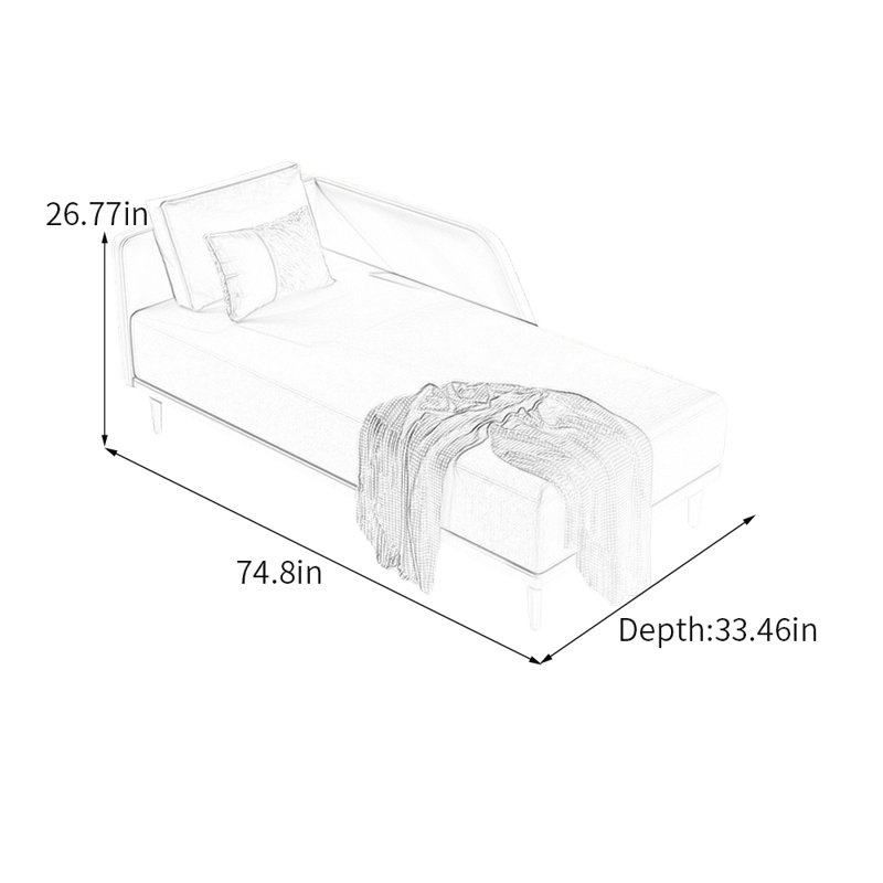 Chaise longue minimaliste avec éponge, Left Hand Facing, Light brown