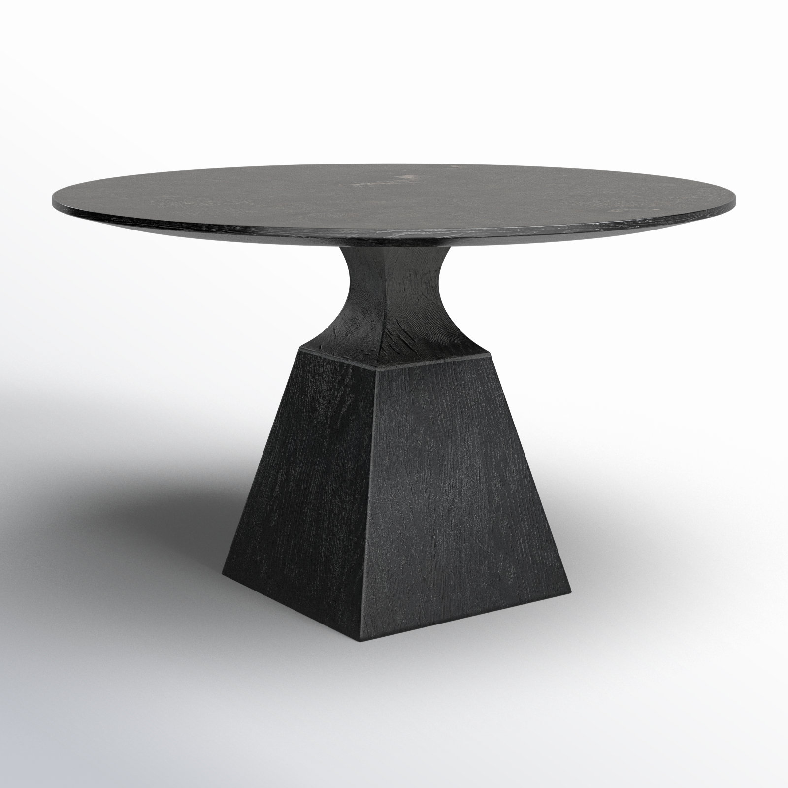 53.25'' Round Dining Table, Honed White Marble/Smoked Black