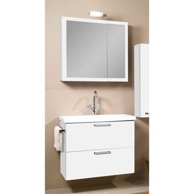 Luna 30.4 " W Free Standing Wall Mounted Single Double Single Vanity Bathroom Vanity With Ceramic Top with Mirror
