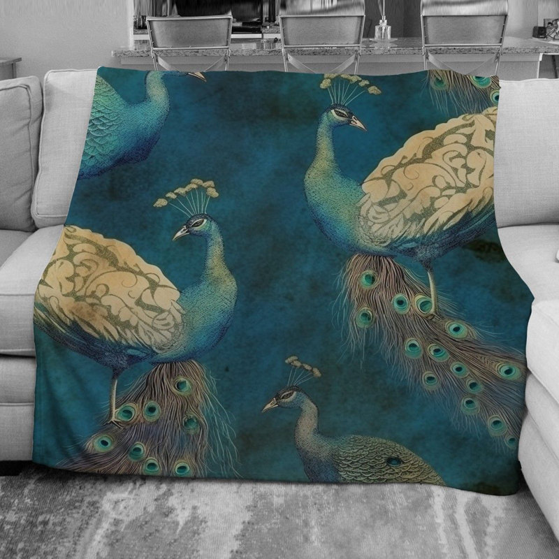  Peacock Throw Blanket, Twin