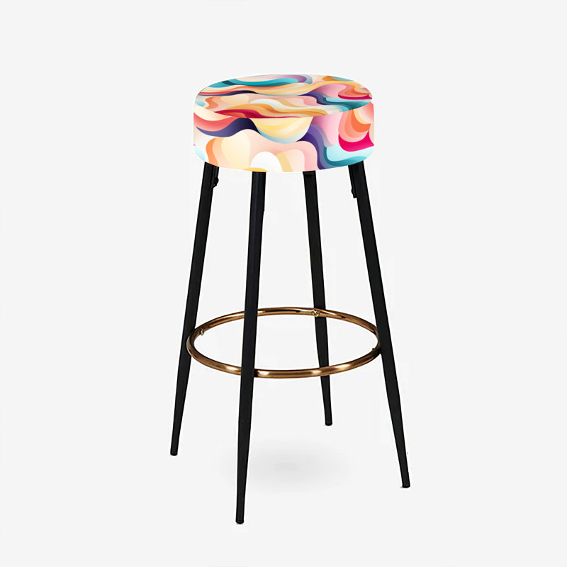 Soft Multicolor Abstract Neutrality Wave II - Abstract Bar Stools Set Of 2