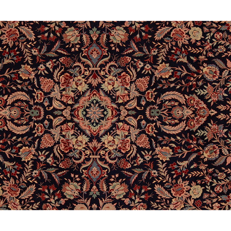 Hand Knotted Wool Oriental Area Rug in Navy And Red