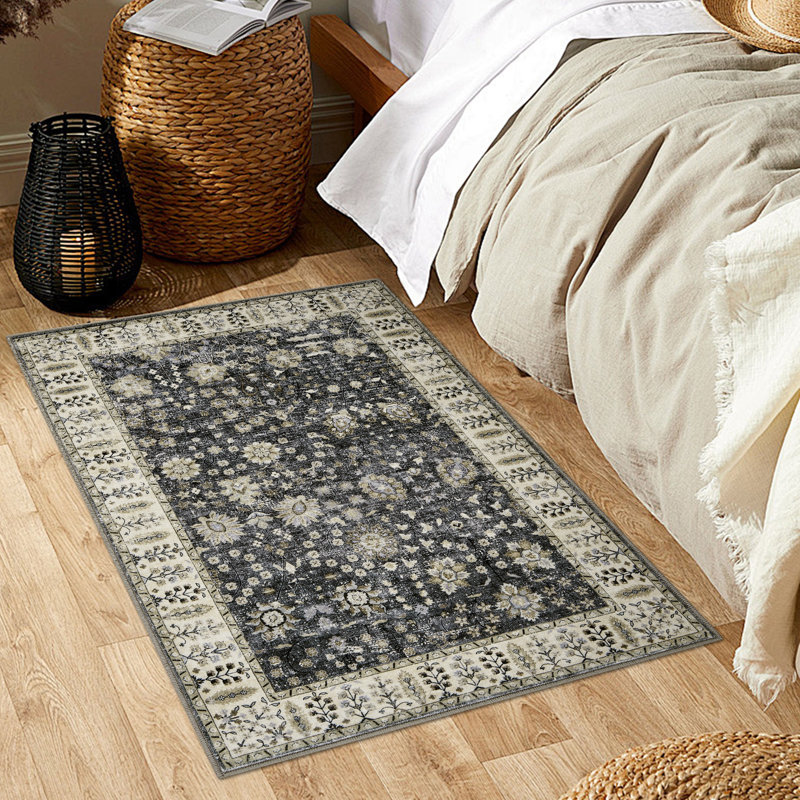 Area Rugs North African Boho Area Rug for Living Room – Machine Washable, Low Pile, Non-Slip Carpet for Living Room, Bedroom, Kitchen & Hallway,