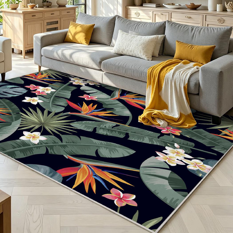 Tapis rose lavable à la machine, Rectangle 71" x 98"