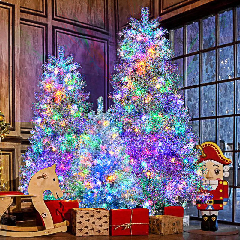 Ensemble d'arbre de Noël articulé artificiel pré-éclairé