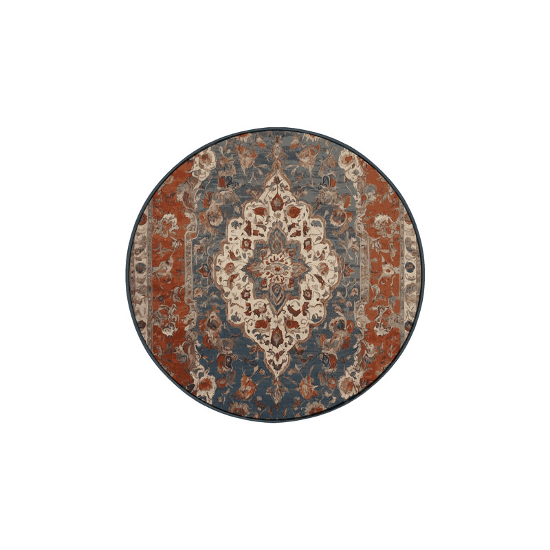 Machine Washable Brown Area Rug, Round 7'