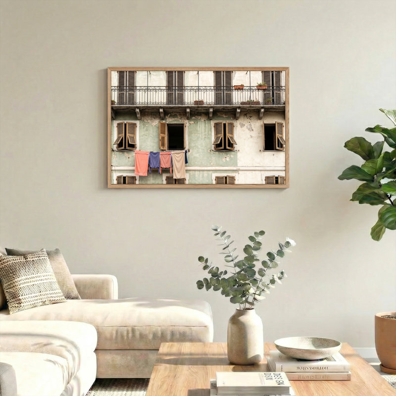 Ensemble de 1 tableau sur toile représentant une buanderie, 32"H x 48"W, Natural