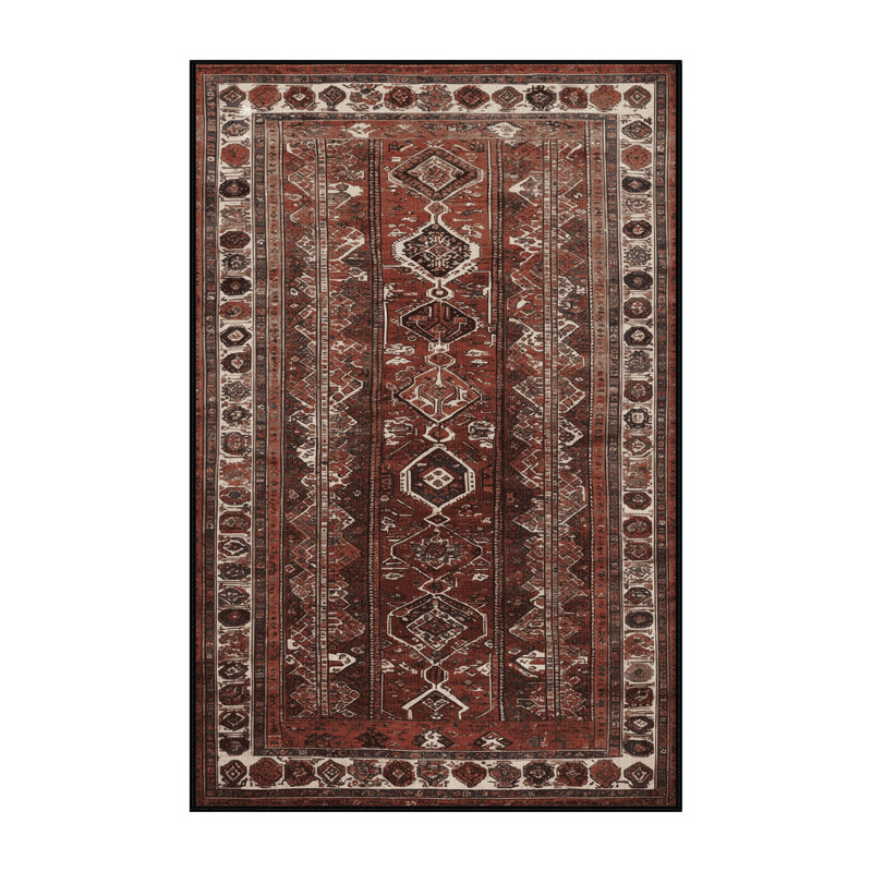Tapis persan noir lavable à la machine, Tapis de couloir 2 pi x 5 pi