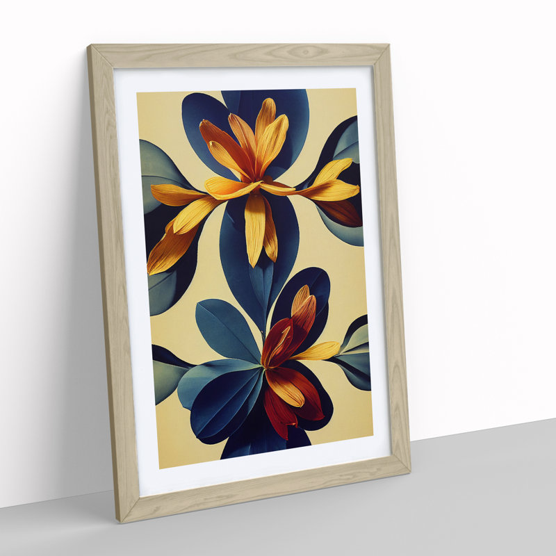 Cool Flowers - Single Picture Frame Print, 46cm H x 34cm W x 2cm D, Oak