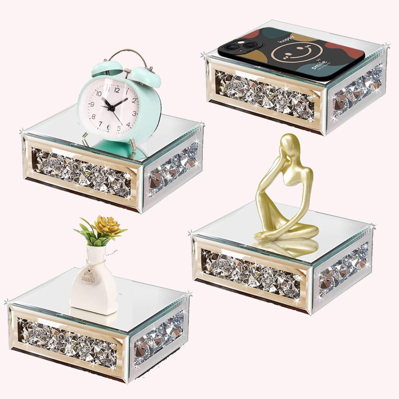 4 Piece Square Glass Floating Shelf