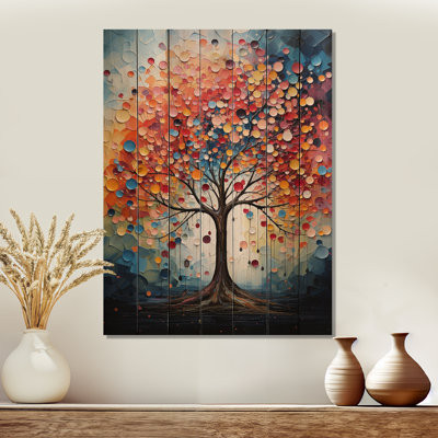 Érable coloré Melody I - érable sur bois, art sur bois de pin naturel