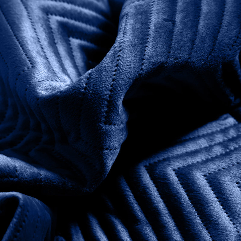 Square Throw Luxury Embossed Pattern Velvet Cushions Protector Set Of 2, Navy