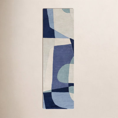 Gaye Teal Navy Beige Hand-Tufted Geometric Rug