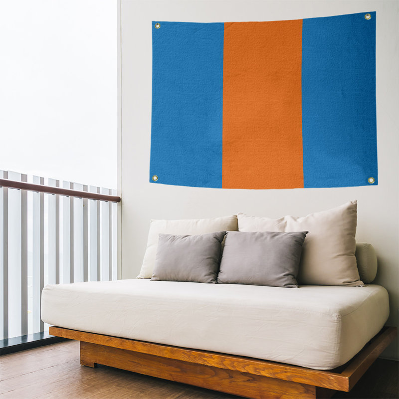Tapisserie de polyester Baltimore, Miami, H 59 po x l 80 po x P 1 po, Bleu / rouge orangé / bleu