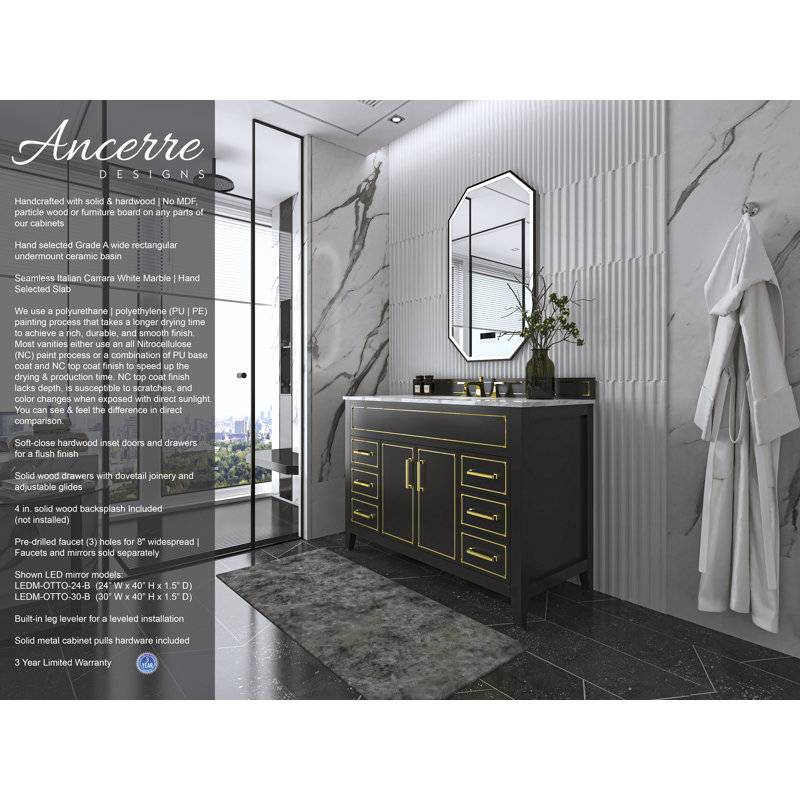 Aspen 48'' W Vanity, Black Onyx, Gold
