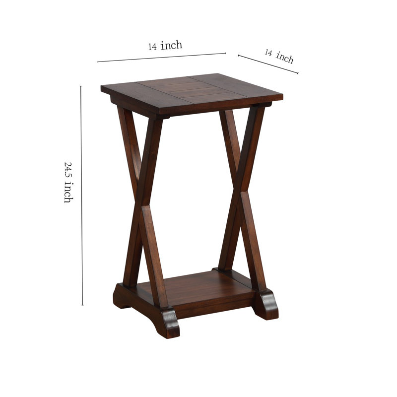 Table d'appoint avec tablette de rangement X-Farmhouse, Café
