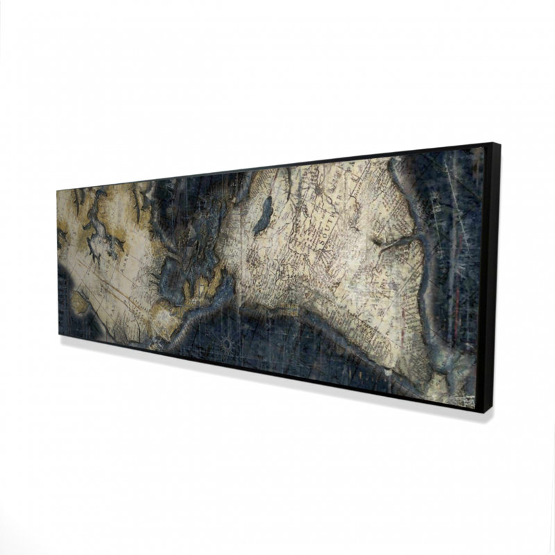 «Old World Map», toile encadrée rétro | Décoration de vue par satellite